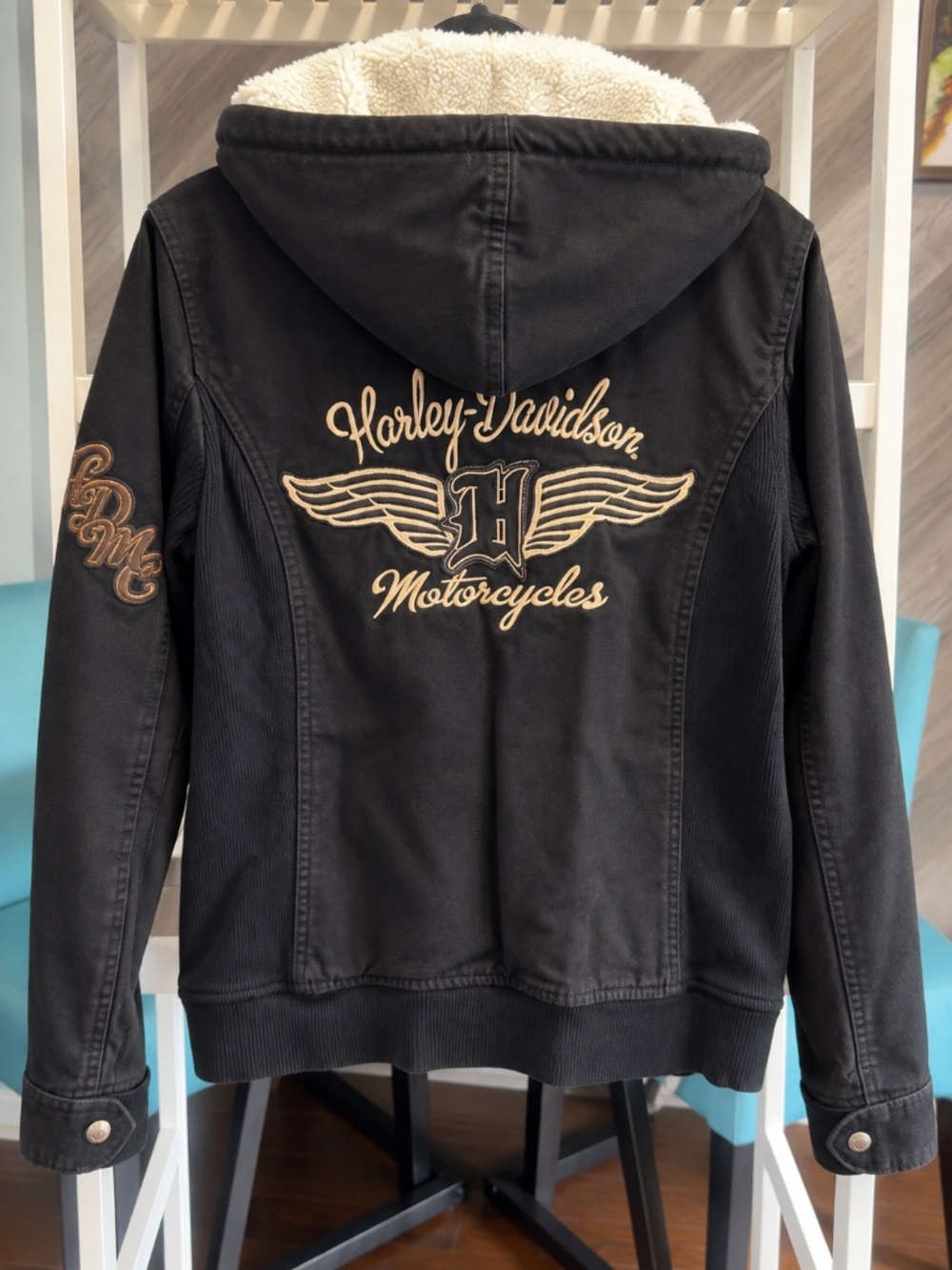 Harley-Davidson Black Sherpa Hooded Jacket Size L